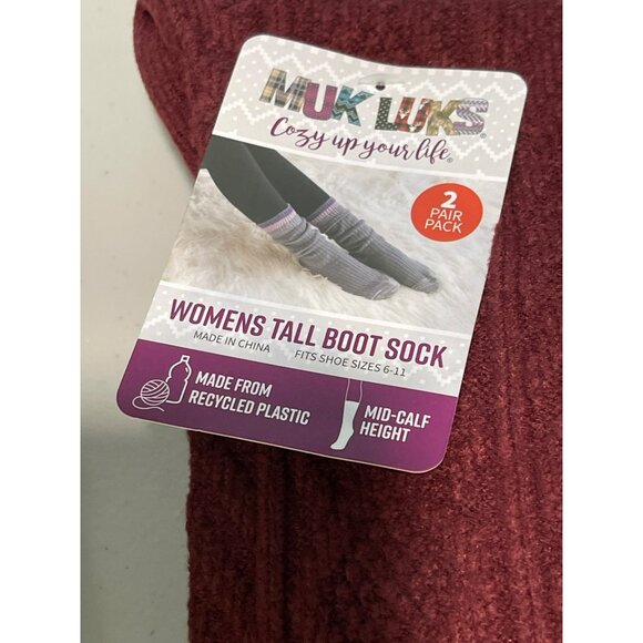 Muk Luks Womens Boot Socks 4 Pairs Fits Shoe Sizes 6-11 Mid-Calf New - Picture 2 of 3